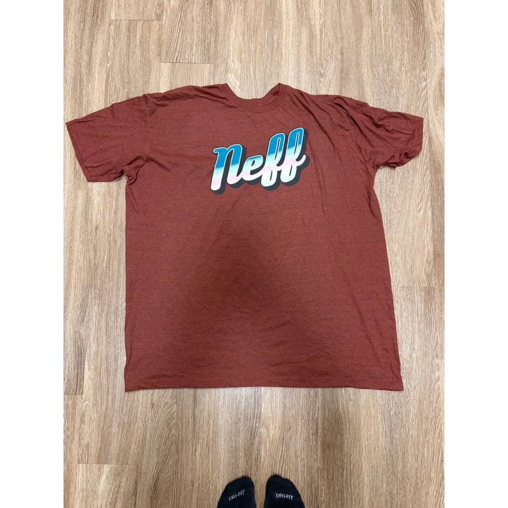 Neff Mens 3XL Graphic T-Shirt Burgundy Heather Gradient Logo Short Sleeve Tee